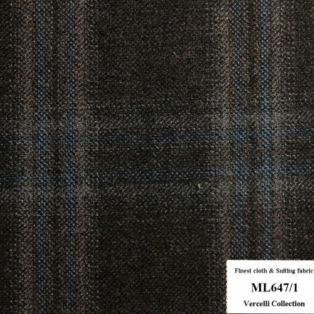 ML647/1 Vercelli CVM - Vải Suit 95% Wool - Đen Caro Xanh